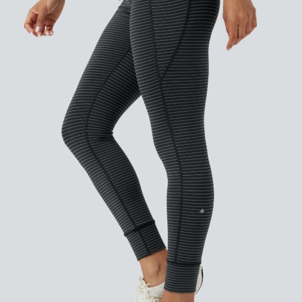 Halara High Waisted Drawstring Striped Yoga Leggings with Pockets NWT Sz 16/XL